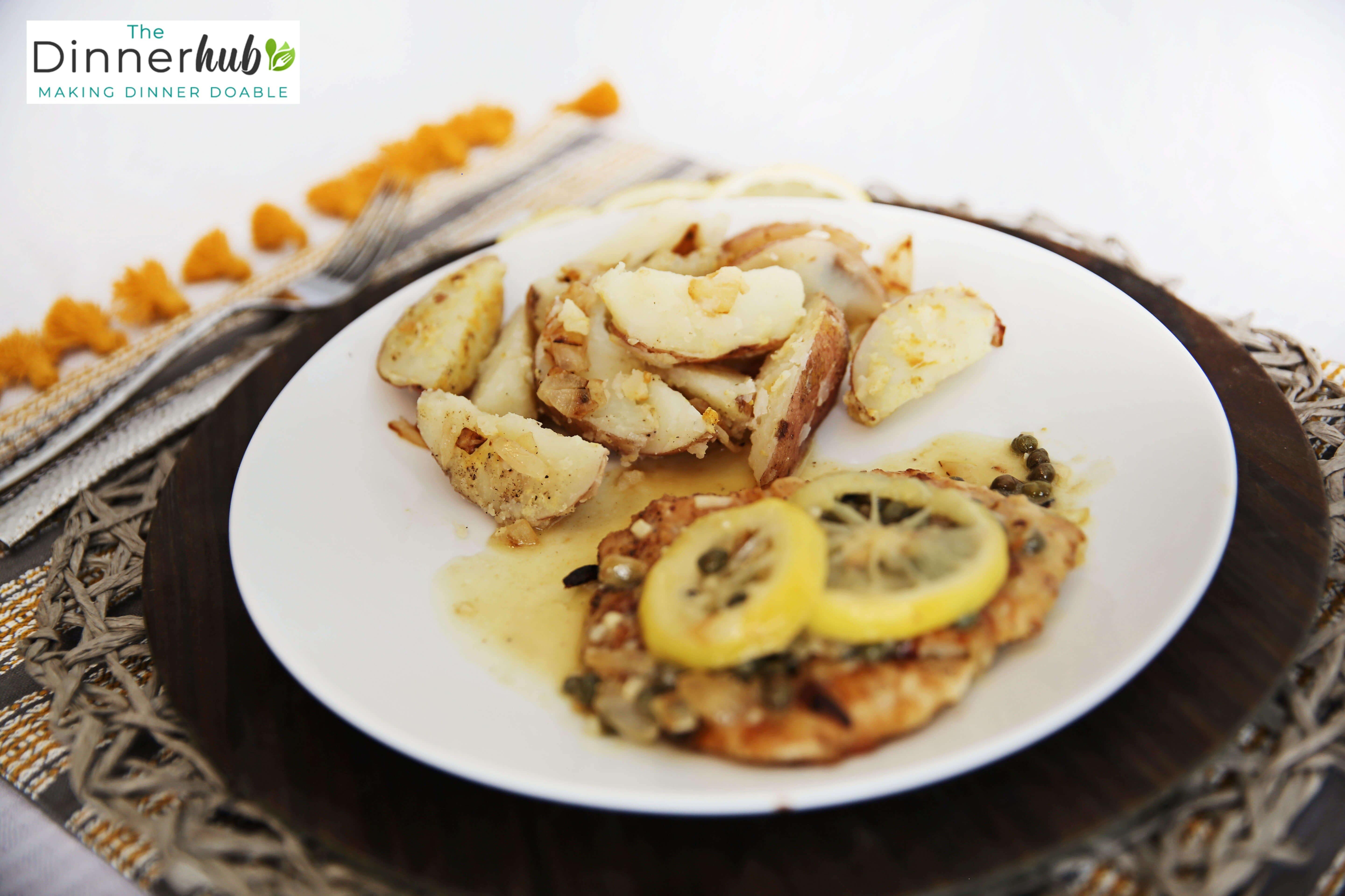 Chicken Piccata w/ Lemon Beurre Blanc Sauce & Honey Glazed Red Potatoes